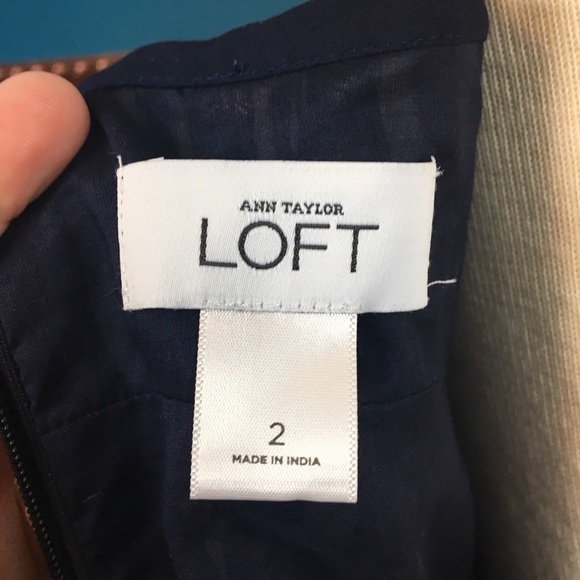 LOFT navy blue & white print dress 100% cotton, 2 - Picture 6 of 7